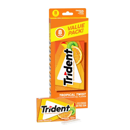 Trident Sugar Free Gum, Bubblegum, Regular Size, 14 Pieces
