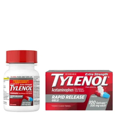 Tylenol Extra Strength 500 mg Acetaminophen Rapid Release Gels, 100 Count
