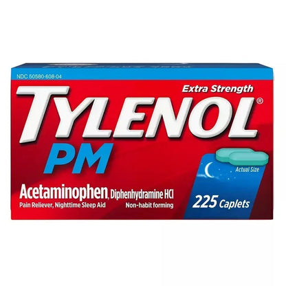 Tylenol PM Extra Strength Pain Reliever & Sleep Aid Caplets, 225 Count