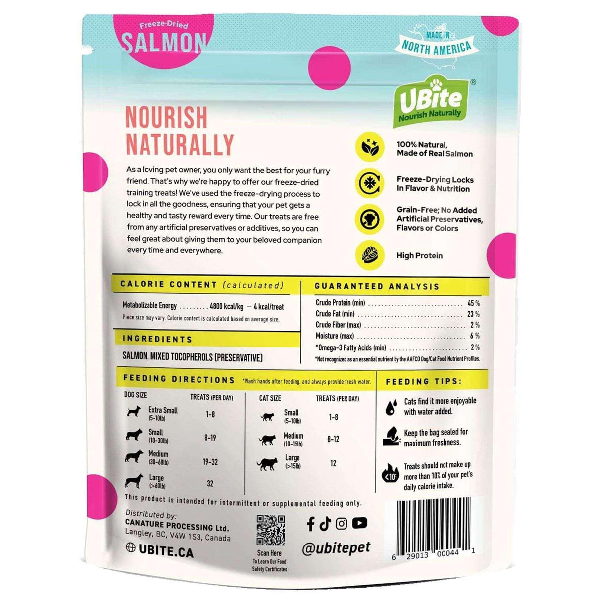 UBite Adult Dog and Cat Salmon Freeze Dried Treats, 16 oz