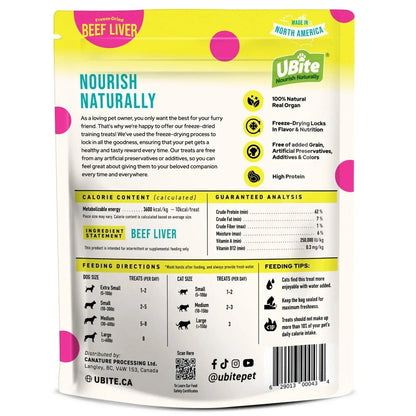 UBite Raw Bits Freeze-Dried Beef Liver Dog + Cat Treats, 17 oz.