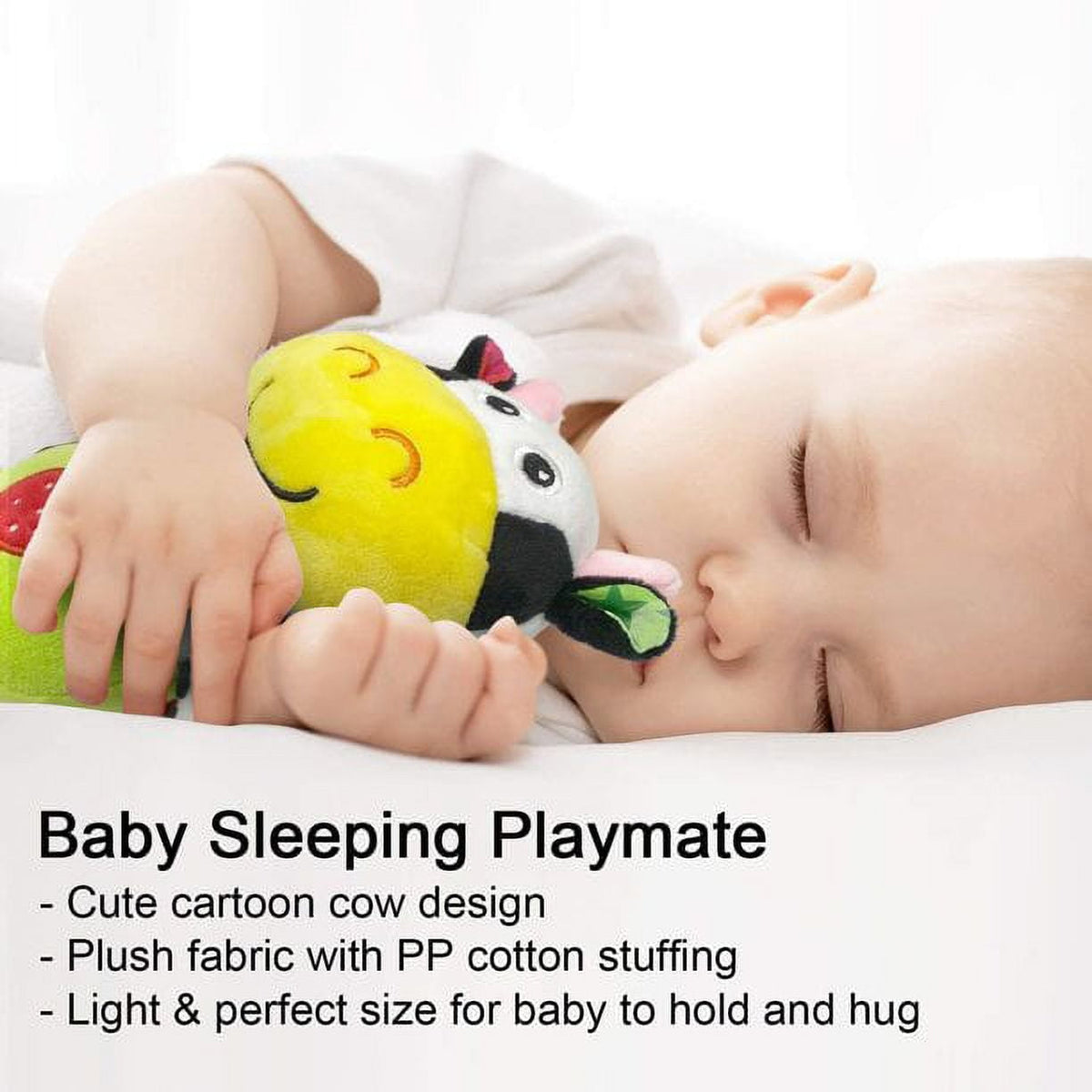 UISHUSO car seat toy with 24 kinds of music and teether, soft plush rattle, early development of hanging stroller toys, suitable for gifts (cows)