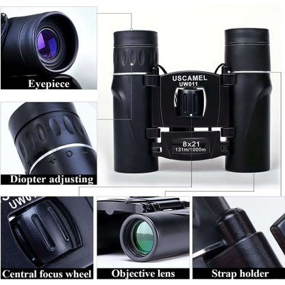 USCAMEL 8x21 Binoculars for Adults Kids, Waterproof Folding Compact Lightweight Small Binoculars for Bird Watching Outdoor Hiking Travel Concerts Theater