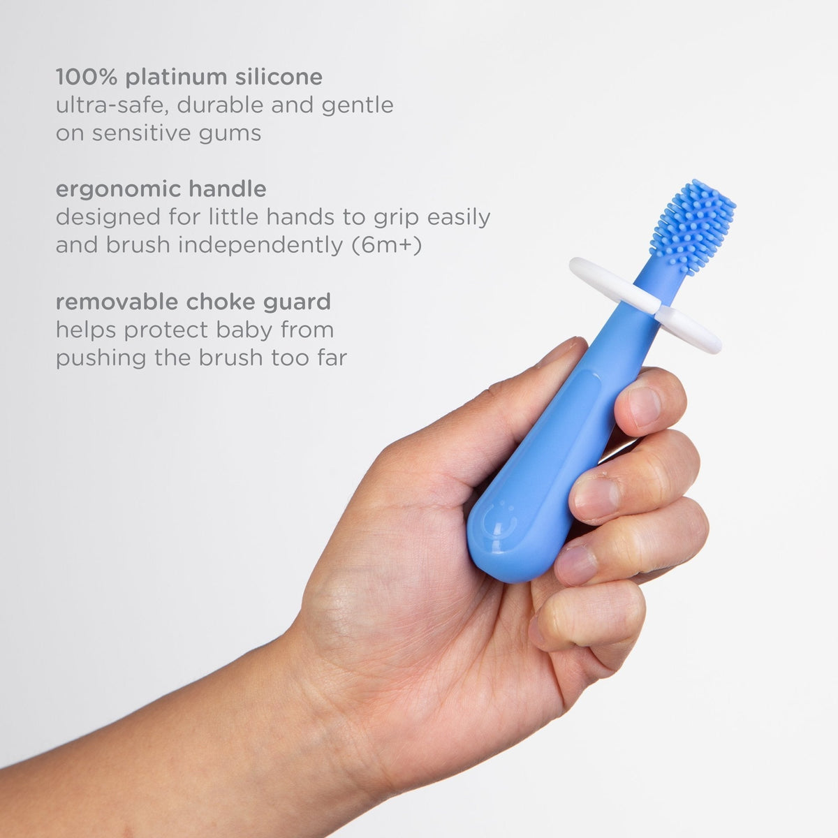 Ubbi Babies and Toddlers Training Toothbrush, Includes One 360° Food-Grade Platinum Silicone and One Soft Bristled Toothbrush, Polaris Blue and Zest Green