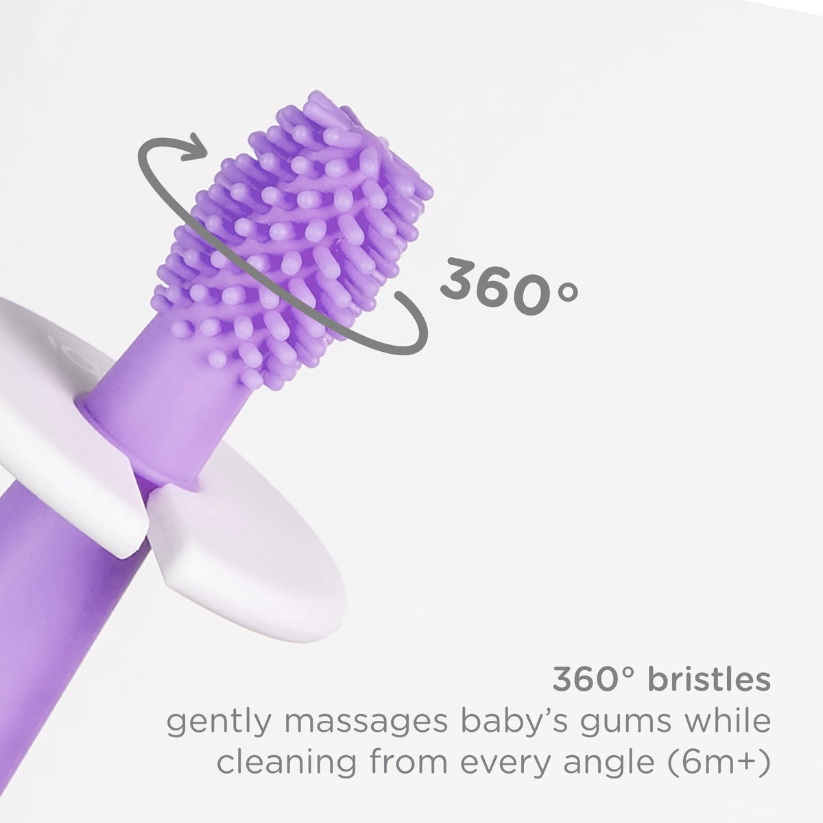 Ubbi Babies and Toddlers Training Toothbrush, Includes One 360° Food-Grade Platinum Silicone and One Soft Bristled Toothbrush,Smoothie Purple and Zest Green