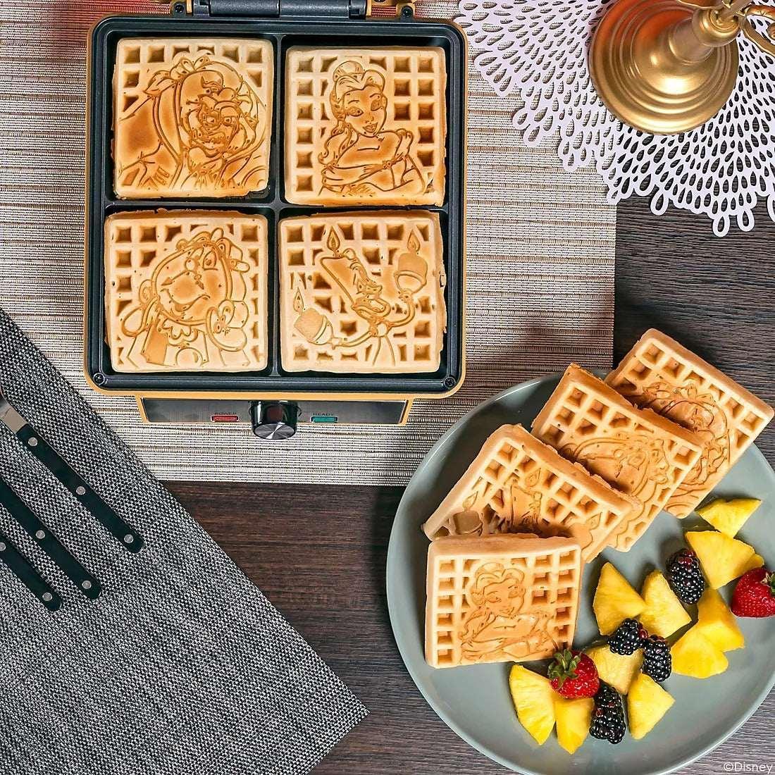 Uncanny Brands Disney Beauty and the Beast Waffle Maker
