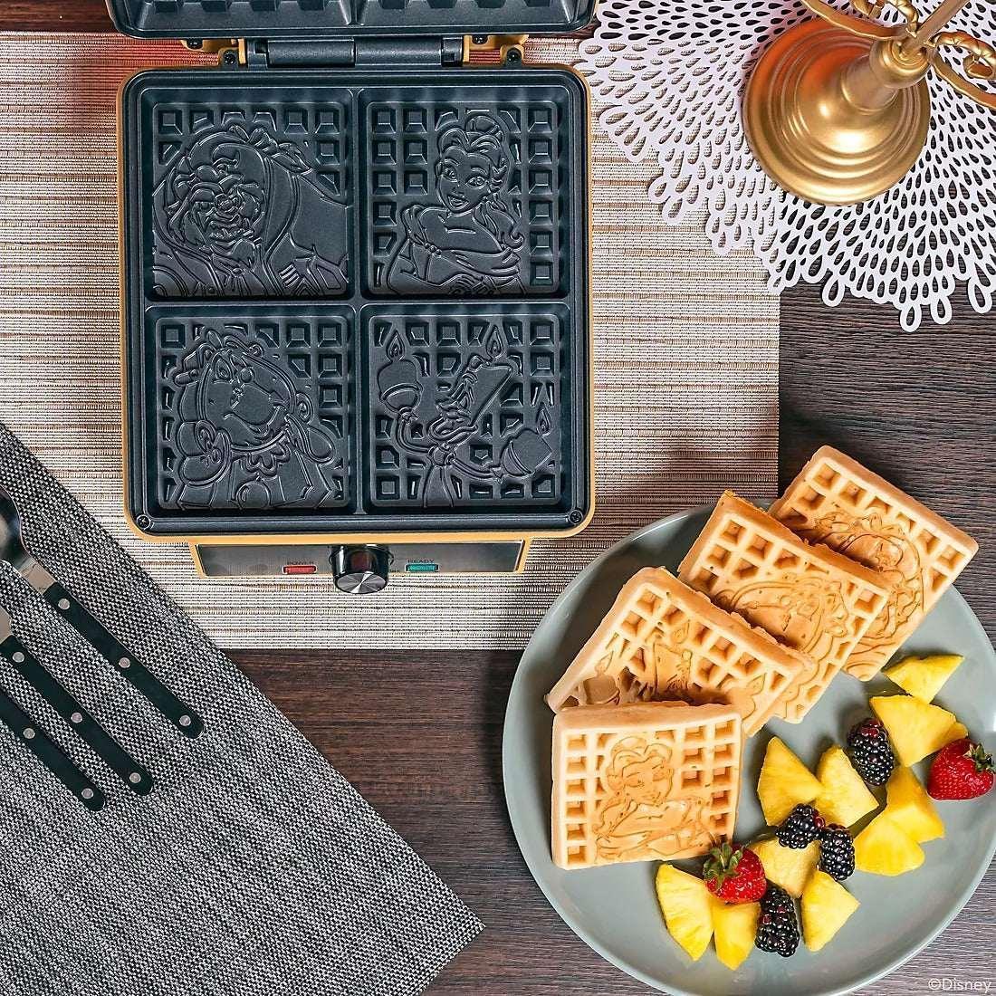 Uncanny Brands Disney Beauty and the Beast Waffle Maker