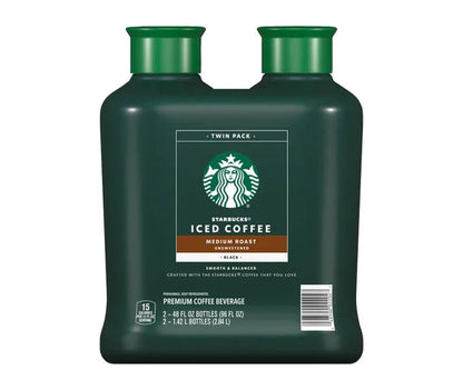 Starbucks Unsweetened Medium Roast Refrigerated Iced Coffee, 48 fl. oz., 2 pack