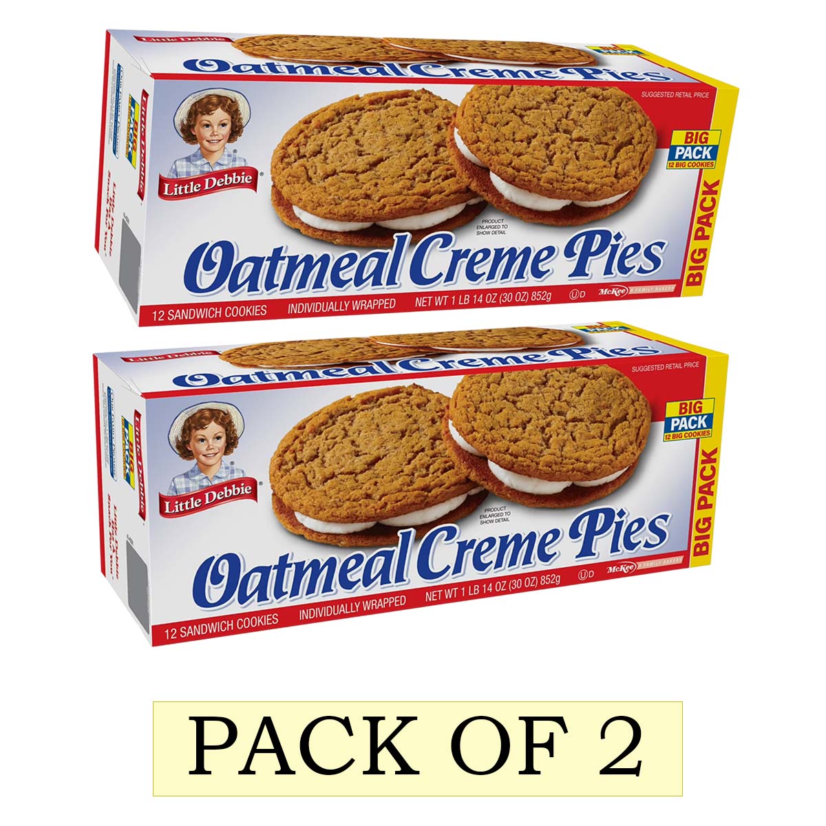Little Debbie Big Pack Oatmeal Crème Pies, 30 oz (12 count)