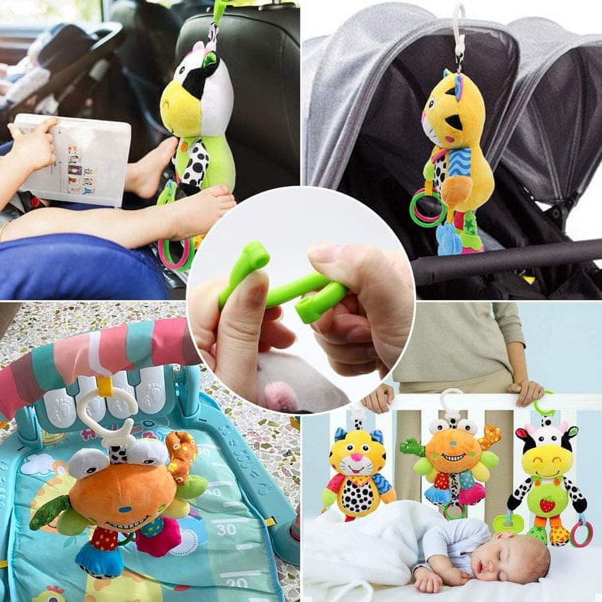 VATENIC Baby Car Seat Toys with 32 Kinds of Music and Teether, Hanging Stroller Toys, Suitable for 0-12 Months of Baby (Cows)