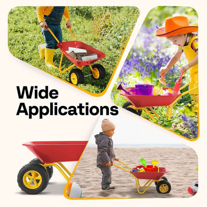VIVOHOME Kids Wheelbarrow Children Garden cart with Toddler Gardening Tool Set Child Wheel Barrel Outdoor Indoor Toys Gift