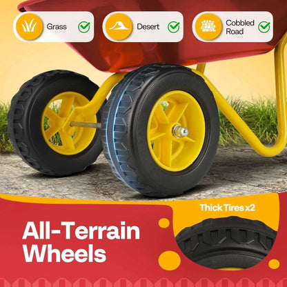 VIVOHOME Kids Wheelbarrow Children Garden cart with Toddler Gardening Tool Set Child Wheel Barrel Outdoor Indoor Toys Gift