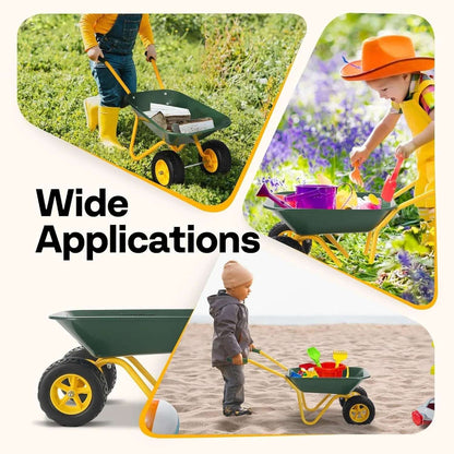 VIVOHOME Kids Wheelbarrow Children Garden cart with Toddler Gardening Tool Set Child Wheel Barrel Outdoor Indoor Toys Gift