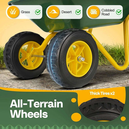 VIVOHOME Kids Wheelbarrow Children Garden cart with Toddler Gardening Tool Set Child Wheel Barrel Outdoor Indoor Toys Gift