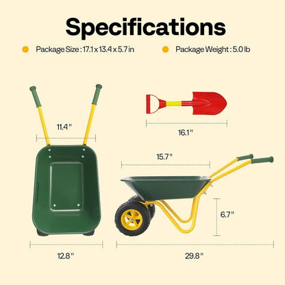 VIVOHOME Kids Wheelbarrow Children Garden cart with Toddler Gardening Tool Set Child Wheel Barrel Outdoor Indoor Toys Gift