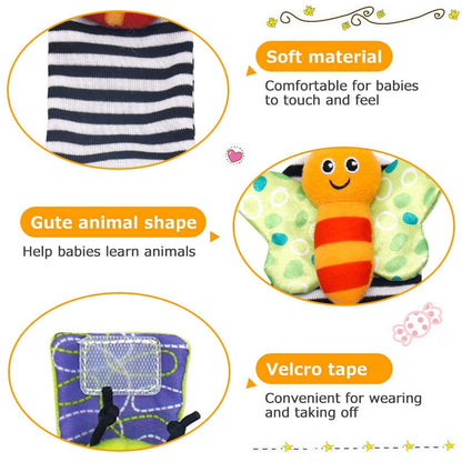 VONTER Foot Finder Socks & Wrist Rattles - Toys for Baby Boy or Girl - Brain Development Toys - Hand and Foot Rattles Suitable for 0-3, 3-6, 6-12 Months Babies