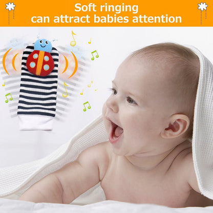 VONTER Foot Finder Socks & Wrist Rattles - Toys for Baby Boy or Girl - Brain Development Toys - Hand and Foot Rattles Suitable for 0-3, 3-6, 6-12 Months Babies