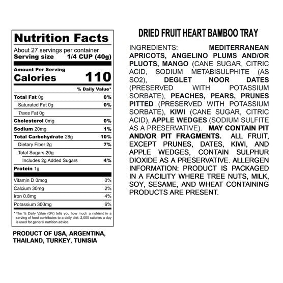 Vacaville Fruit Company, 36 oz, Dried Fruit Heart Shaped Bamboo Tray