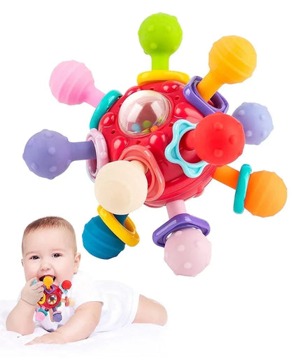 Vanmor Baby Toys Sensory Teething Balls, Baby Teething Toys for Babies 6-12 Months, Baby Teether Rattle Chew Toys, Grasping Activities Infant Toys for 12-18 Months Baby Girl Boys Gift (Red)