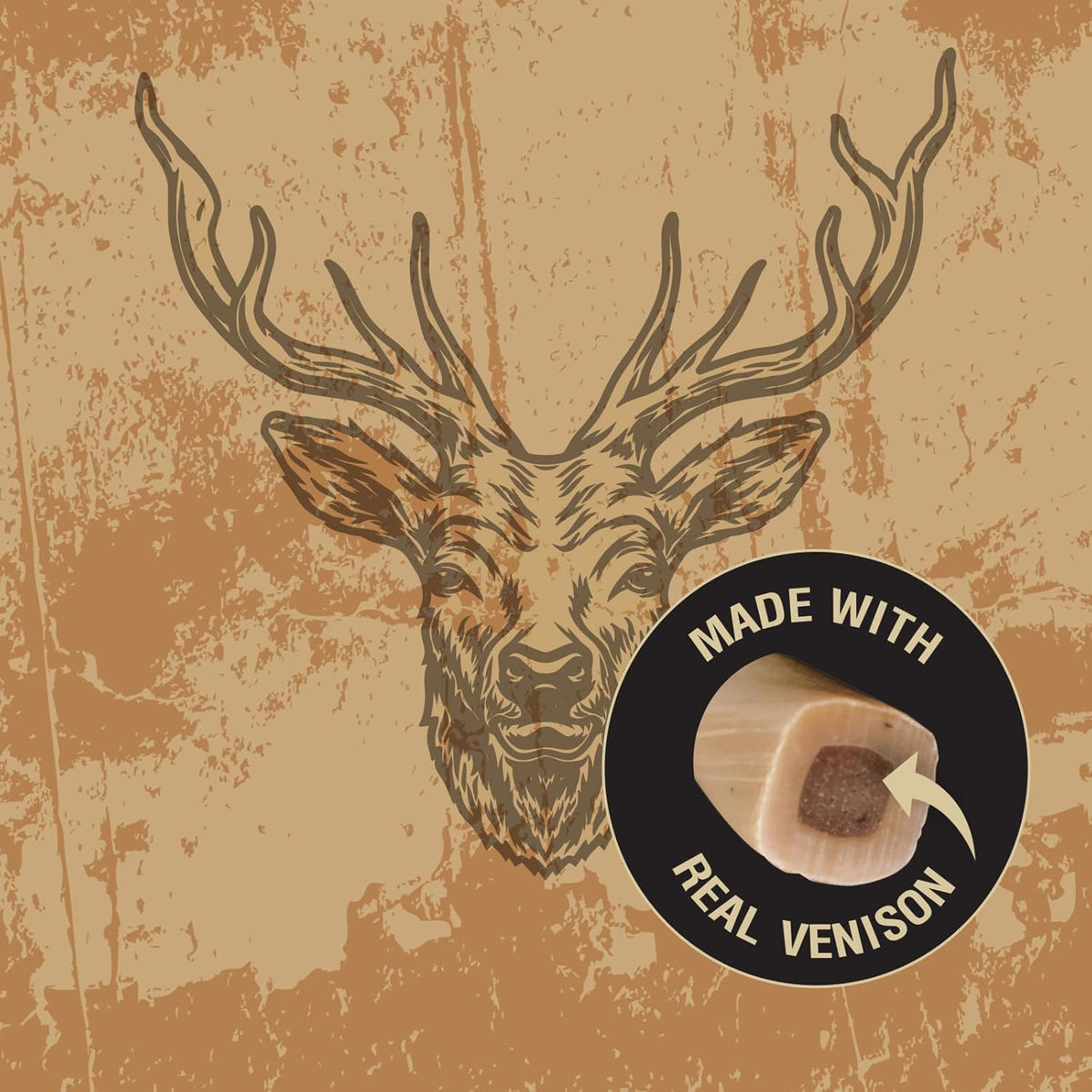 | Wild Chews | Venison Recipe, Made with Real Venison, Limited Ingredient, Long Lasting Chews for Large Dogs | 12 Count