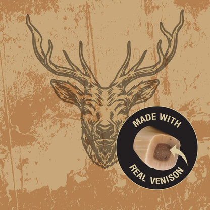 | Wild Chews | Venison Recipe, Made with Real Venison, Limited Ingredient, Long Lasting Chews for Large Dogs | 12 Count