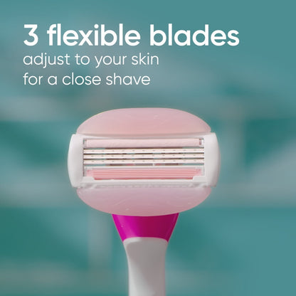 Venus ComfortGlide 3 White Tea Women's 3 Blade Disposable Razor, 2 count, Pink
