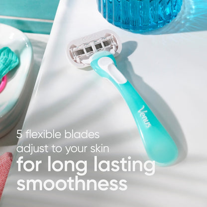 Venus Extra Smooth Sensitive Women's 5 Blade Disposable Razor, 2 count, Blue