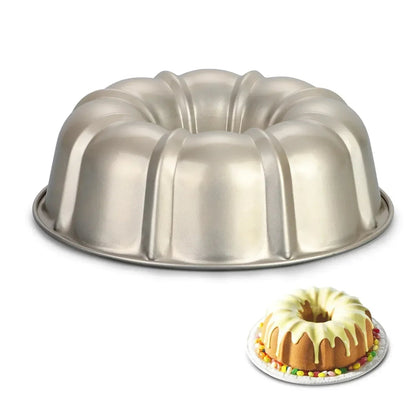 Vesteel 10 inch Bundt Cake Pan, Non-Stick Pan for Baking Brownie Flan Meatloaf, Carbon Steel Bakeware with Tube for Birthday Wedding Events, Heavy Duty & Durable - Black