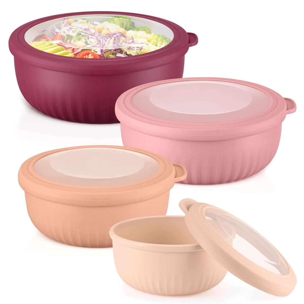 Vesteel 8Pcs Mixing Bowl Set with Lids, Nesting Plastic Bowls for for Mixing Serving Preparing Storage, Kitchen Prep Bowls, Dishwasher Safe, Blue