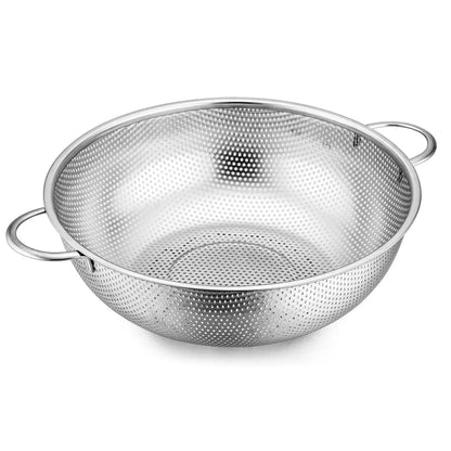 VeSteel Colander Set of 3, Stainless Steel Micro-Perforated Colanders Strainers for Draining Rinsing Washing, Ideal for Pasta Vegetables Fruits, Heavy Duty & Dishwasher Safe