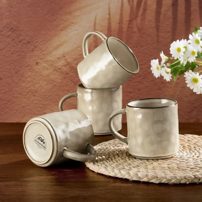 Vesteel Coffee Mug Set of 4, Ceramic Coffee Cups with Handles, 14oz Stoneware Mugs Set for Coffee Tea Milk, Wave Design Mug Gifts for Home Office Restaurant