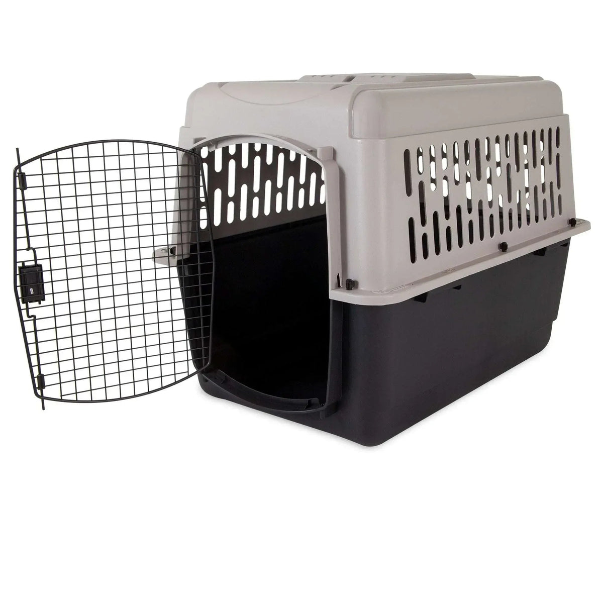 Vibrant Life Pet Portable Kennel for Dogs, Hard-Sided Travel Carrier, Durable, Metal Door, Black & Grey, For Pets up to 10 lbs, 19" L x 12.3" W x 10.8" H