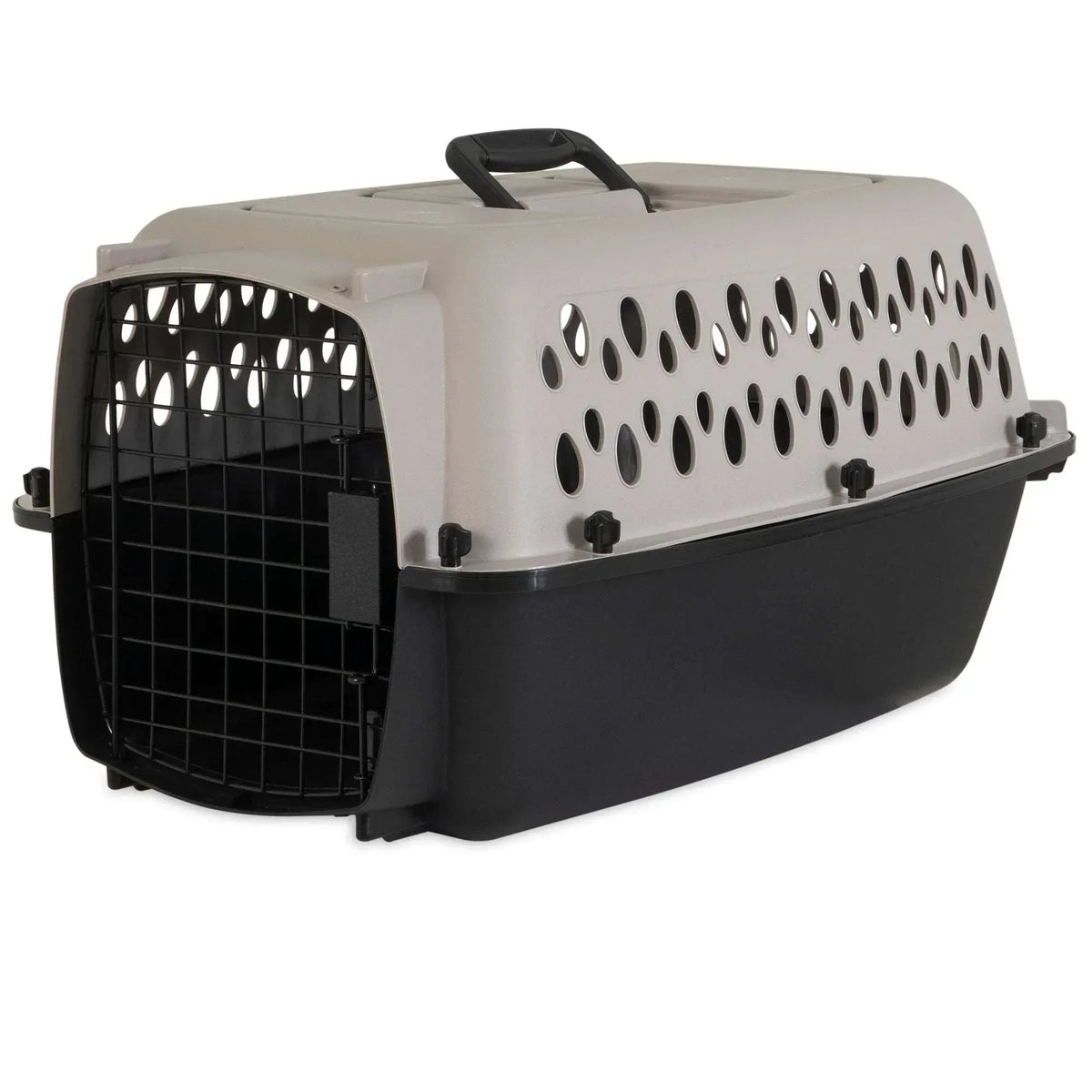 Vibrant Life Pet Portable Kennel for Dogs, Hard-Sided Travel Carrier, Durable, Metal Door, Black & Grey, For Pets up to 10 lbs, 19" L x 12.3" W x 10.8" H