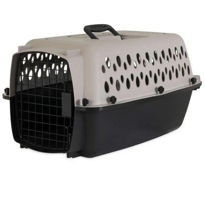 Vibrant Life Pet Portable Kennel for Dogs, Hard-Sided Travel Carrier, Durable, Metal Door, Black & Grey, For Pets up to 10 lbs, 19" L x 12.3" W x 10.8" H