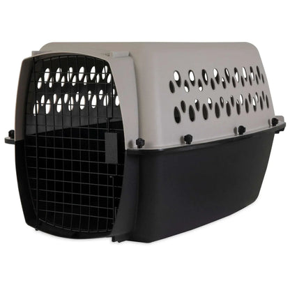 Vibrant Life Pet Portable Kennel for Dogs, Hard-Sided Travel Carrier, Durable, Metal Door, Black & Grey, For Pets up to 10 lbs, 19" L x 12.3" W x 10.8" H