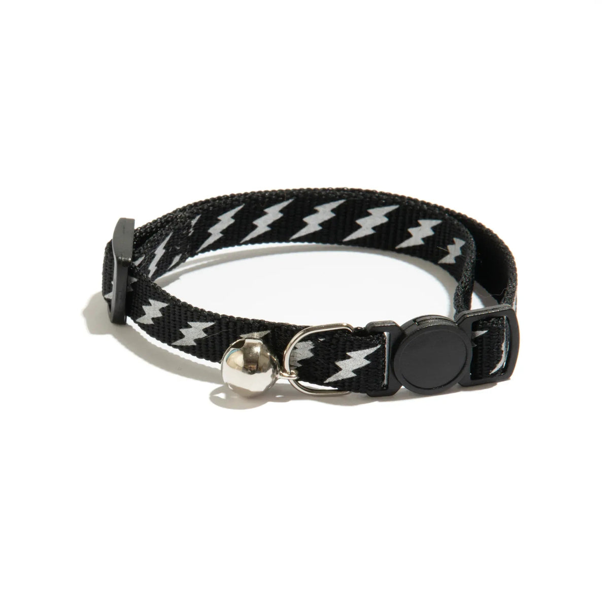 Vibrant Life, Reflective Lighting Bolt Breakaway Fashion Cat Collar, Black, One Size Fits Most