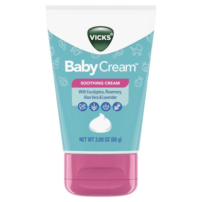 Vicks BabyCream, Soothing Non-Medicated Vapor Cream for Babies with Aloe Vera, 3 oz