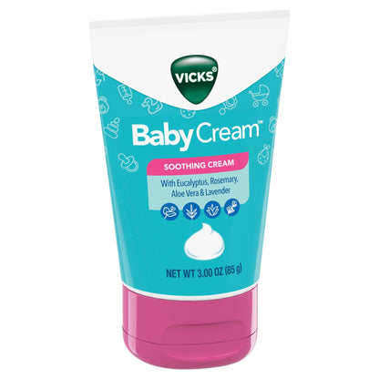 Vicks BabyCream, Soothing Non-Medicated Vapor Cream for Babies with Aloe Vera, 3 oz