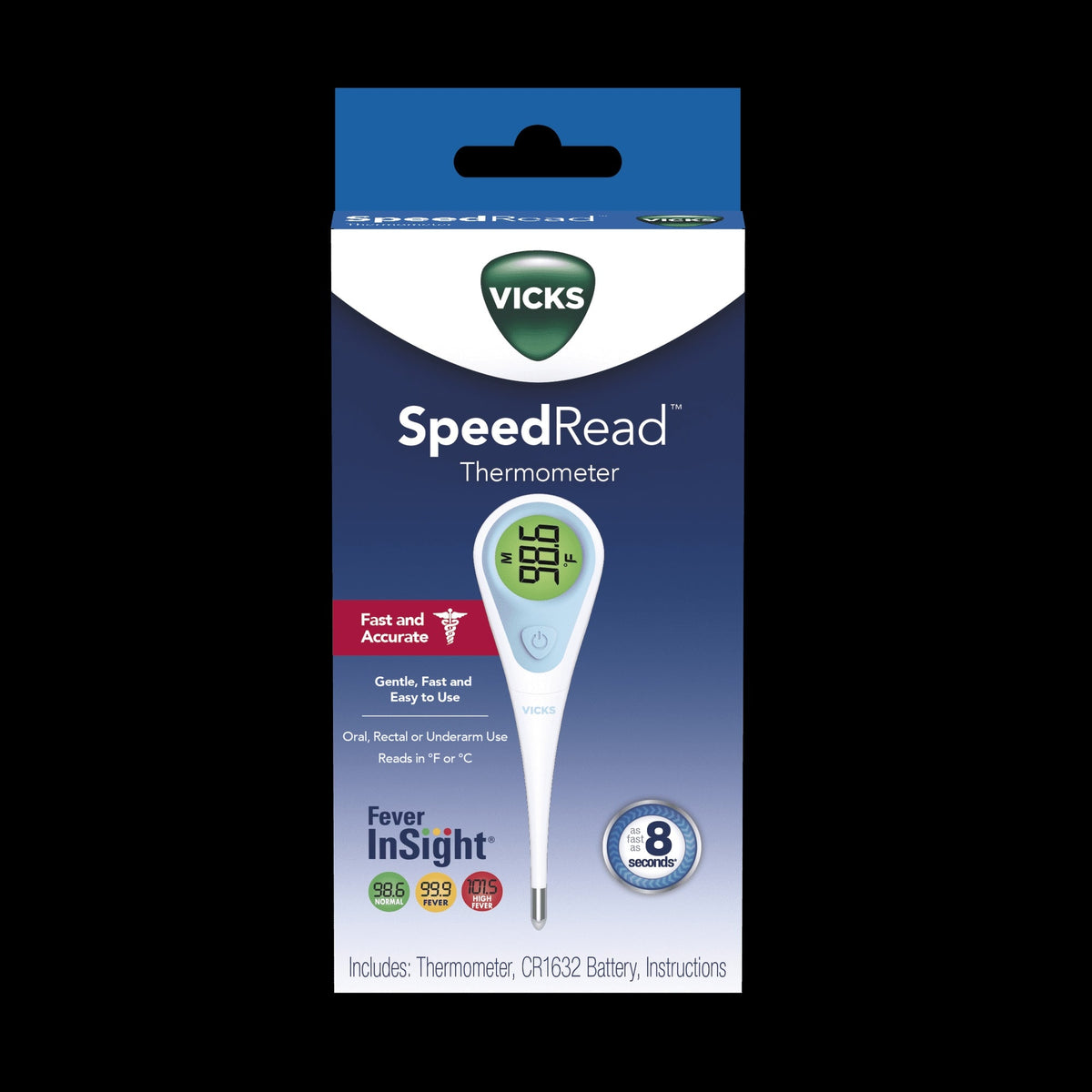 Vicks Speed-Read Digital Thermometer, for Oral, Rectal, Underarm Use FSA & HSA Eligible , V912BBUSV5