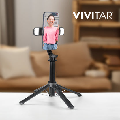 Vivitar Selfie Stick Tripod with Quad LED Lights & Wireless Remote, Black