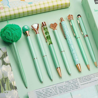 WEMATE 8Pcs Set for Journaling, Glitter Fancy Pens Gifts for Women, Office Black