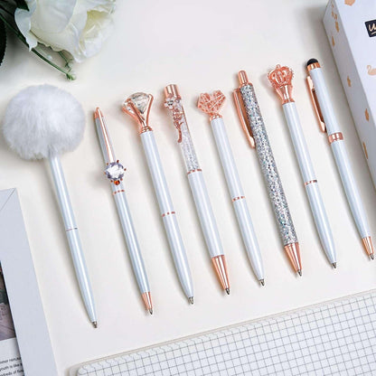 WEMATE 8Pcs Set for Journaling, Glitter Fancy Pens Gifts for Women, Office Black