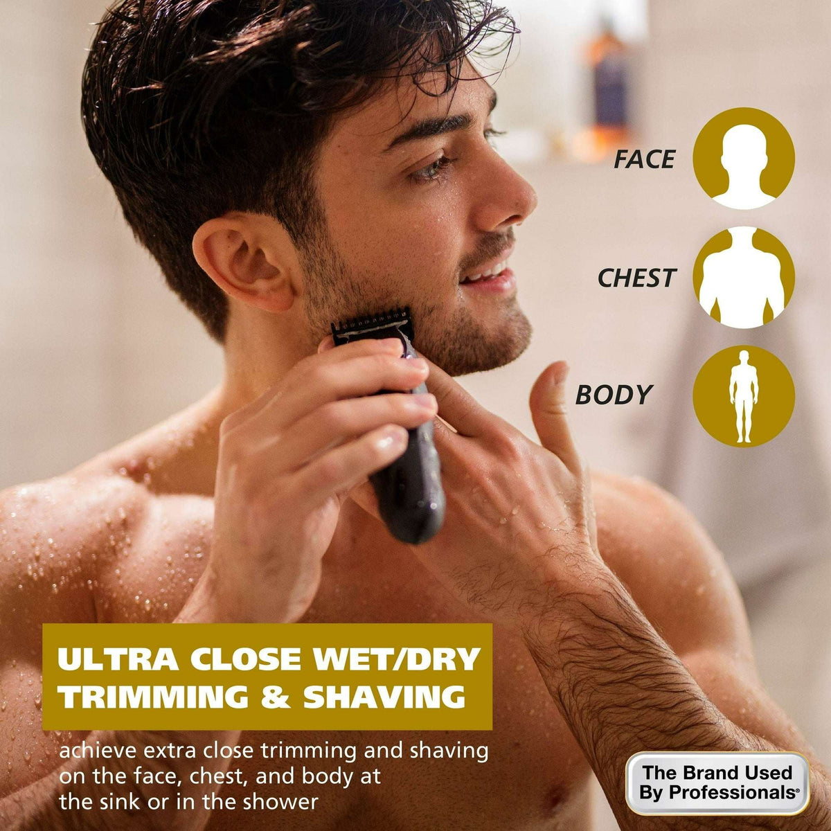 Wahl Commando Cordless Rechargeable Manscaper Wet/Dry Trimmer - Body Groomer for Men, Black 3024497