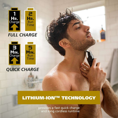 Wahl Commando Cordless Rechargeable Manscaper Wet/Dry Trimmer - Body Groomer for Men, Black 3024497