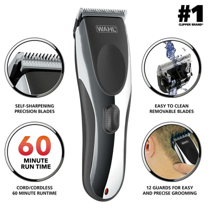 Wahl Haircut & Beard Cordless Trimmer Kit, Men or Women, 22pc, Black - 9639-2201