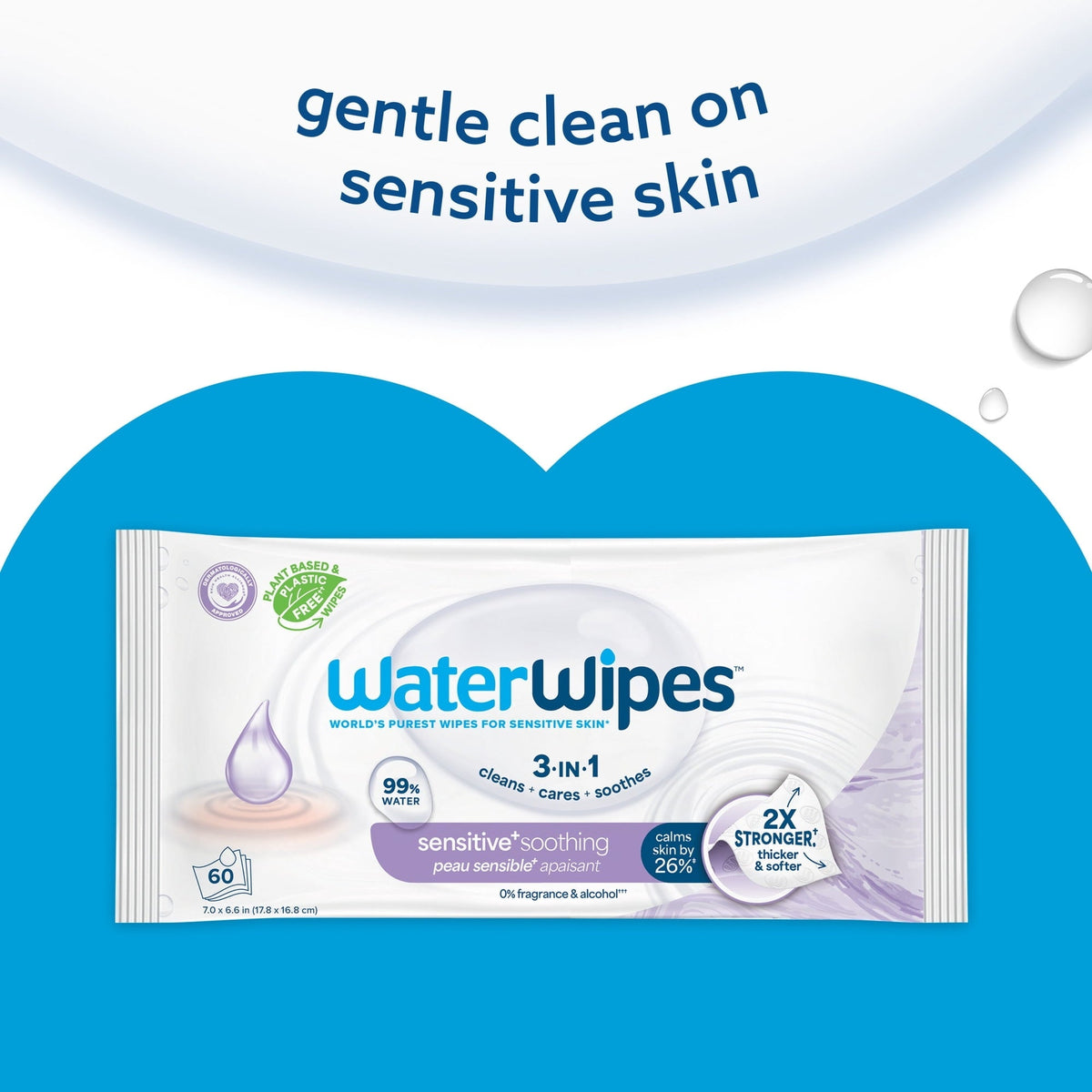 WaterWipes Sensitive Soothing, 99% Water with Botanical Extract, Unscented Baby Wipes, 240 Wipes