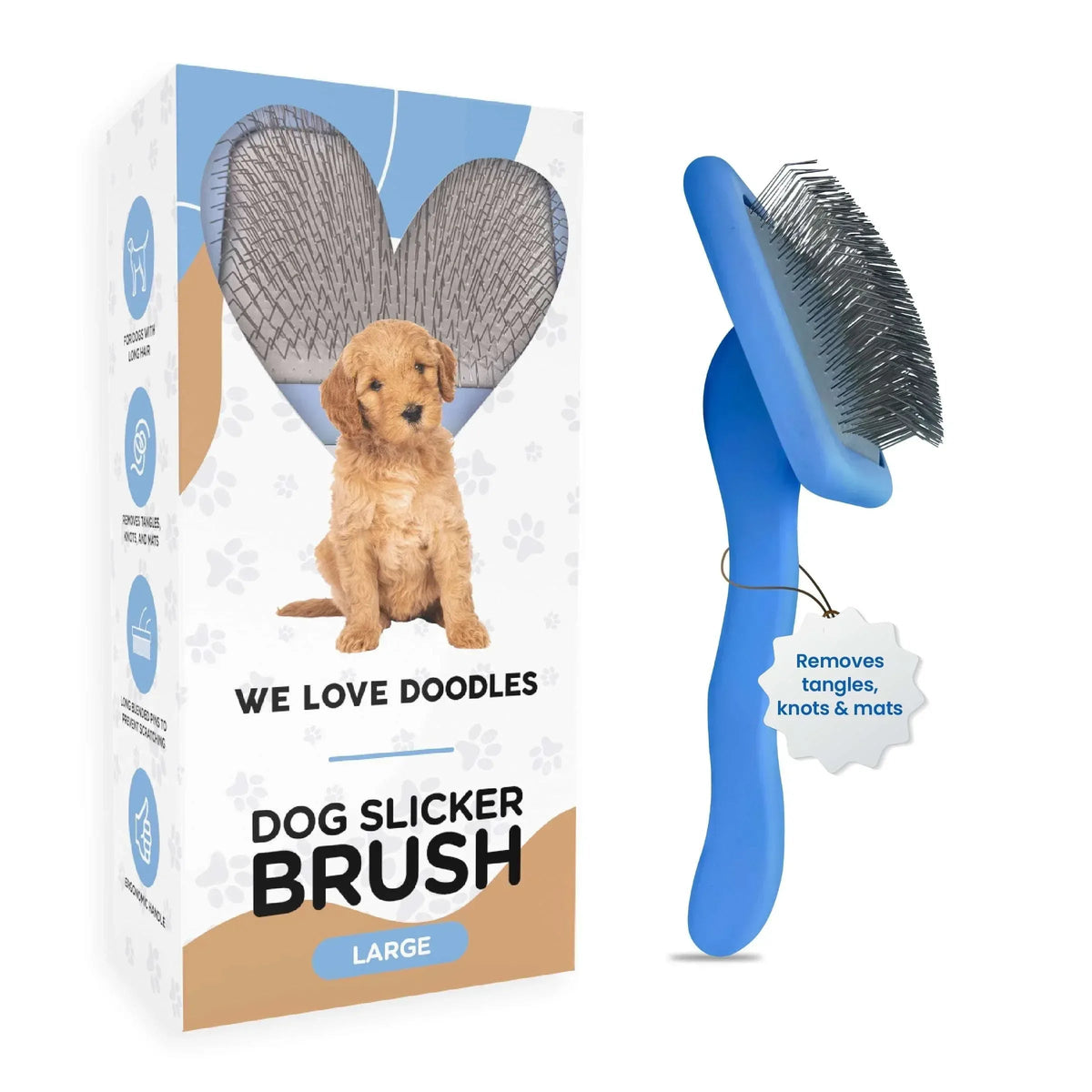 We Love Doodles Dog Slicker Brush - Dog Brush for Grooming Pet Hair, Poodle / Goldendoodle Brush