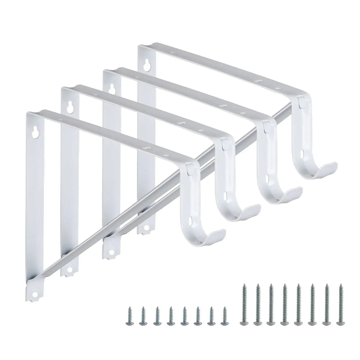 WellMade 11 x 9.5 in Wall Mounted Closet Rod Brackets 2 Pack, Steel Shelves Support with Rod Shelving Support, Black with Screws