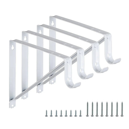 WellMade 11 x 9.5 in Wall Mounted Closet Rod Brackets 2 Pack, Steel Shelves Support with Rod Shelving Support, Black with Screws