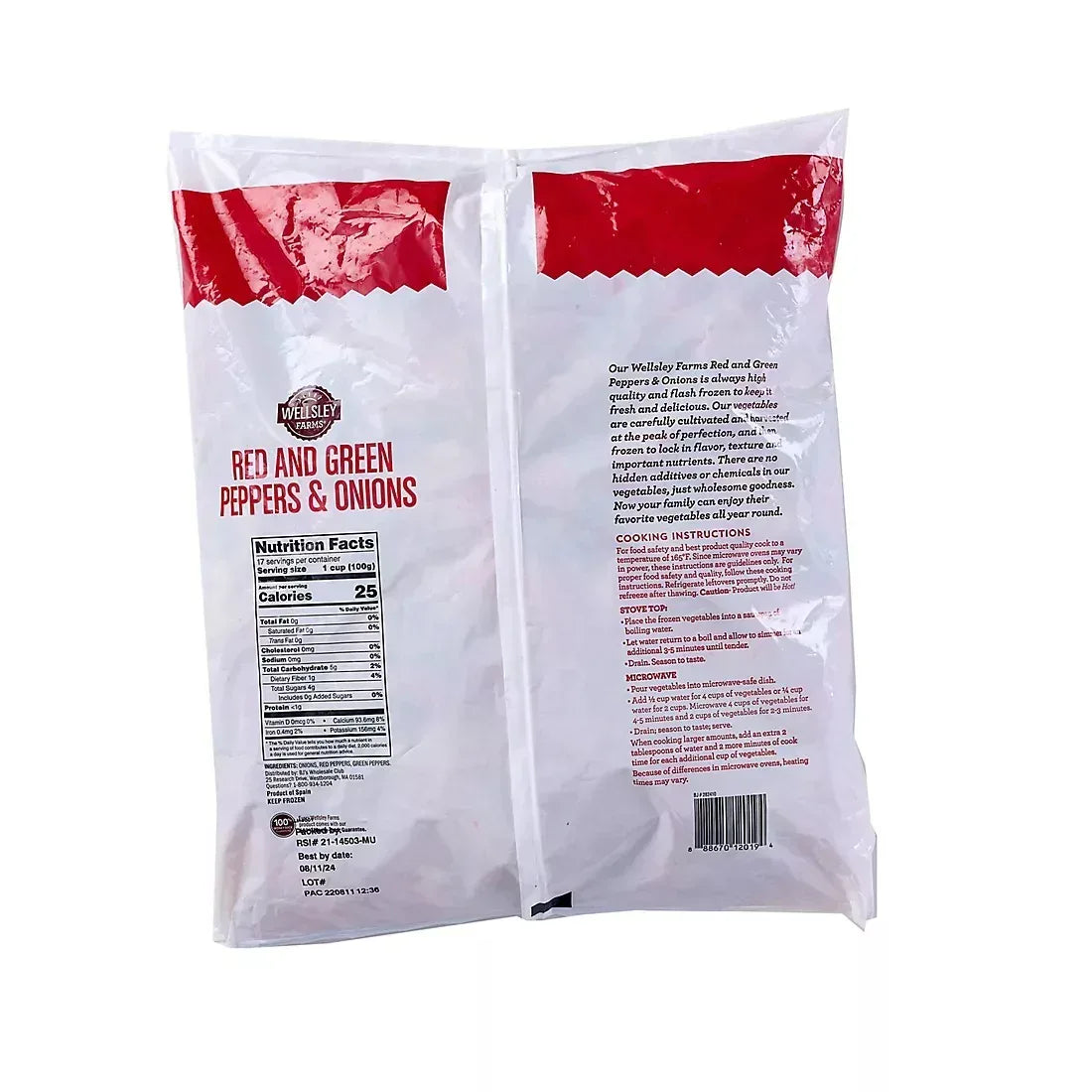 Wellsley Farms Frozen Red & Green Peppers and Onions, 4 ct./1 lb.